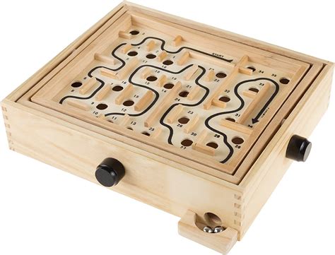 Hey Play Labyrinth Wooden Maze Game With Two Steel Marbles Boys And