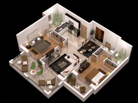 Detailed Floor Plan 3d Model Max 3d House Plans House Layout Plans