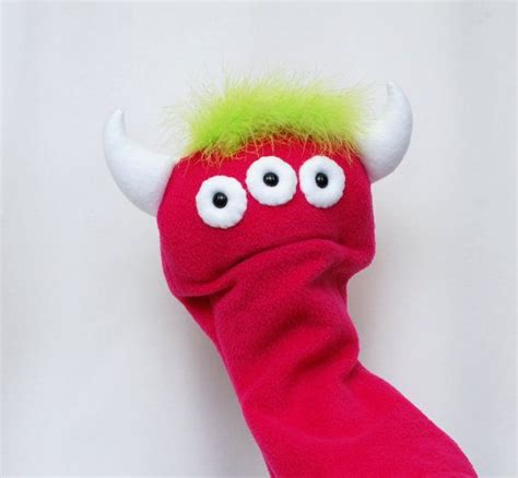 Large Hot Pink Monster Hand Puppet Etsy Uk Hand Puppets Monster
