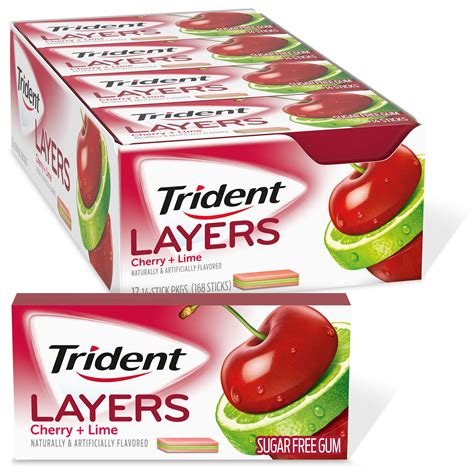 Buy Trident Layers Sweet Cherry And Island Lime Sugar Free Gum 12 Packs