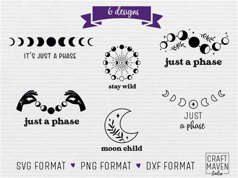 Moon Phases Svg Its Just A Phase Svg Moon Child Svg Lunar Etsy