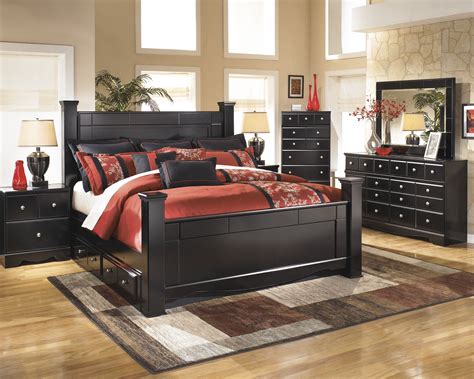 Buy products such as 4 piece bedroom set in jackson hickory at walmart and save. Ashley Shay Almost Black 4 Piece King Poster Storage ...