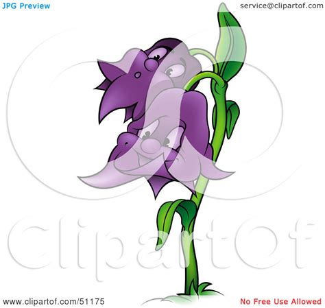 Royalty Free Rf Clipart Illustration Of Two Purple Bell Flowers