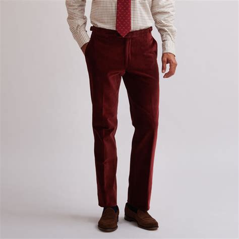 Burgundy Horizontal Corduroy Trousers Mens Country Clothing Cordings
