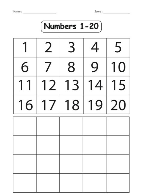 Number Matching Worksheets 1 20 Pdf