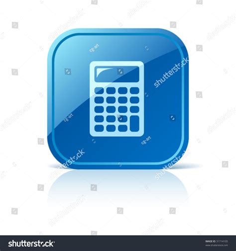 Calculator Icon On Blue Glossy Square Vector Web Button 31714105