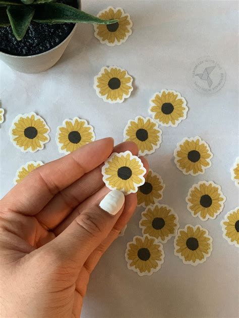 Mini Sunflower Sticker Pack 5 Small And Clear Stickers Etsy Canada