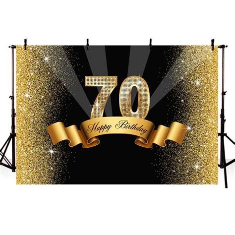 Mens 70th Birthday Theme Party Backdrop For Party Photography Gold
