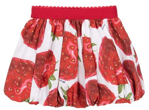 Monnalisa Red And White Strawberries Skirt For Girls