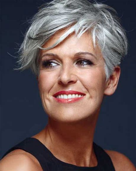 Once dry, mist the hair with davines no gas hairspray and comb. Hairstyles for short gray hair