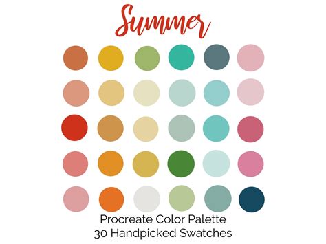 Summer Procreate Color Palette Color Swatches Ipad Procreate Etsy