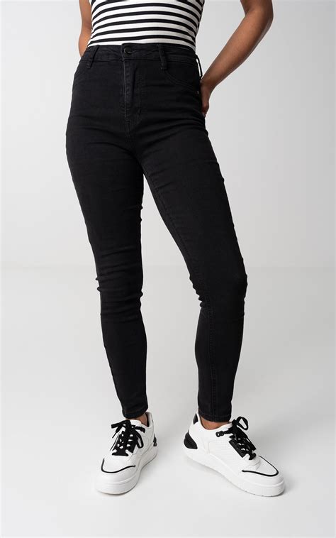 High Waist Skinny Jeans Space Zwart Guts And Gusto