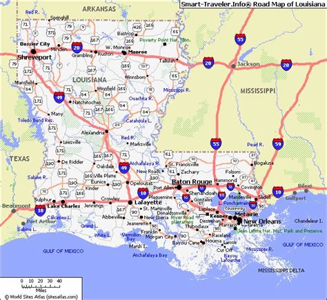 Printable Road Map Of Louisiana