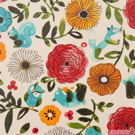 Cosmo Oxford Laminate Fabric In Natural Color With Colorful Flowers And