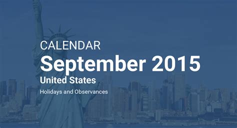 September 2015 Calendar United States