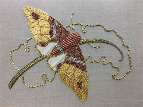 goldwork moth two session virtual class japanese embroidery gold work embroidery gold work