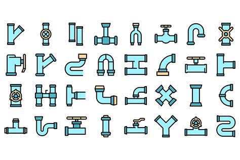 Pipe Icons Set Vector Flat Illustrations ~ Creative Market
