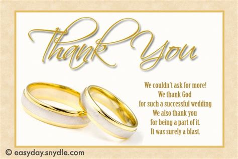 Wedding Thank You Card Wording Samples Easyday