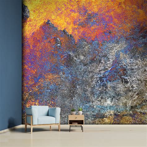 Abstract Bright Colors On Cement Texture Custom Wall Mural