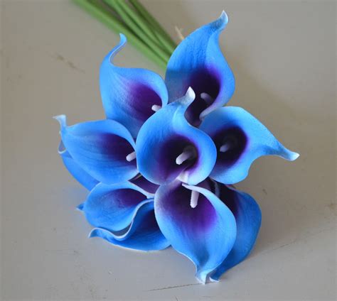 Royal Blue Purple Picasso Calla Lilies Real Touch Flowers Diy Etsy