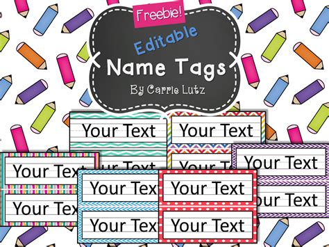 Free Editable Chevron Dots Or Rainbowsimple Name Tags Type In