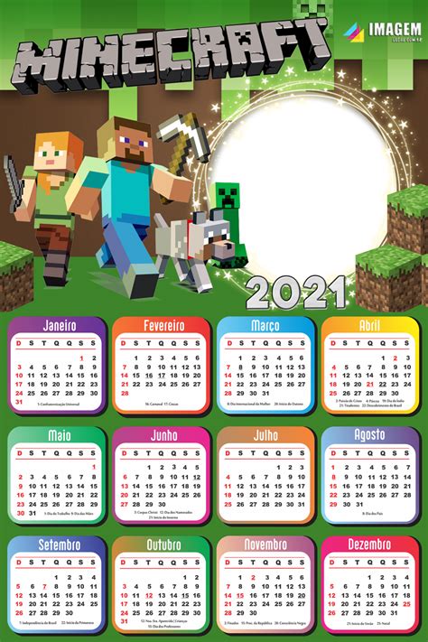 Calendario Minecraft 2021 Calendar Jul 2021