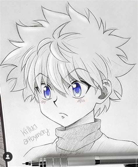 A Drawing Of An Anime Character With Blue Eyes