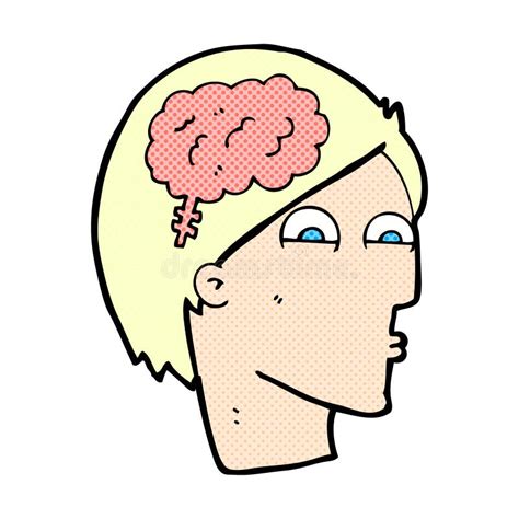 Comic Cartoon Head With Brain Symbol Stock Illustration Illustration