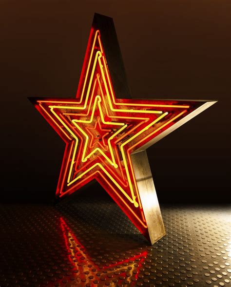 Neon Star Multi Ruby Red And Yellow 120cm Kemp London Bespoke Neon Signs Prop Hire Large