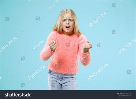 Angry Teen Girl Standing On Trendy Stock Photo 1201072114 Shutterstock