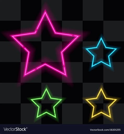 Glowing Neon Stars Set Four Royalty Free Vector Image