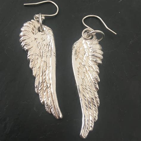 Pure Silver Angel Wing Earrings Handmade In Netheredge