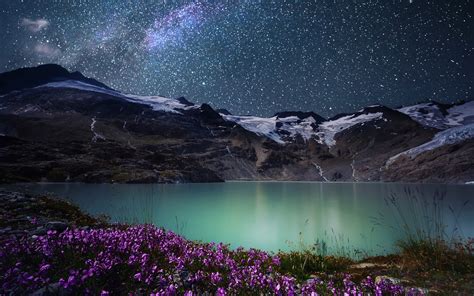 Download Wallpapers Europe Alps Mountains Lake Night