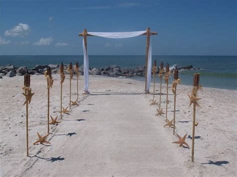 Bamboo Beach Wedding Arch And Starfish Tiki Aisle Way Decorating Kit