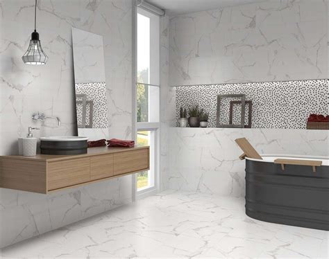 Polished Carrara Marble Effect Wall Tiles 30x60 Home Design