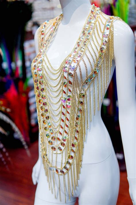 Sale Gold Chain Dress Rhinestone Chain Dress Dancer Jewelry Etsy