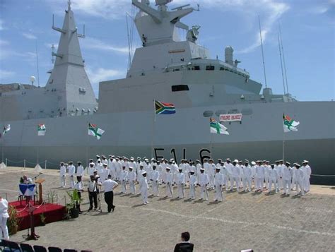Ships Company Of Sas Isandlwana Line Up Ahead Of A Ceremony At The