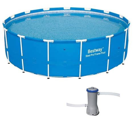 Bestway 15 Ft X 15 Ft X 48 In Metal Frame Round Above Ground Pool With