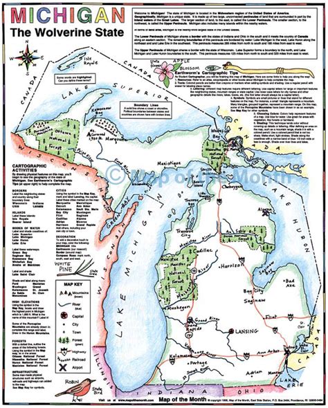 Michigan Map Blank Outline Map 16 By 20 Inches Activities Included