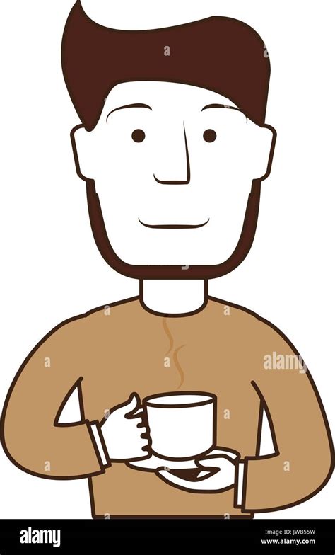 Man Drinking Coffee Avatar Vector Illustration Design Stock Vector