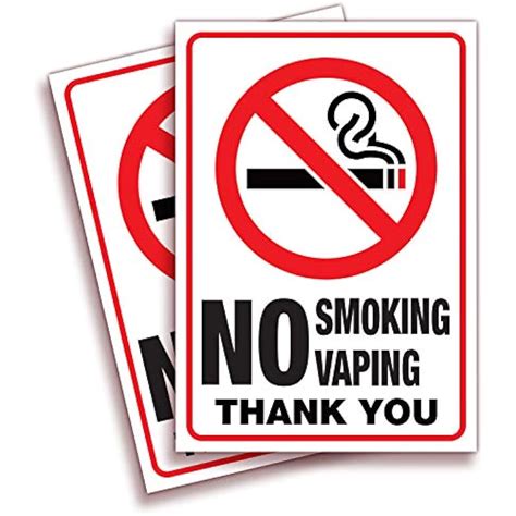 No Smoking Vaping Sticker Sign 2 Pack 7x10 Inch Premium Self Adhesive