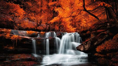 Autumn Waterfall Wallpaper Backiee