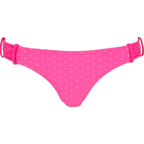 River Island Pink Metallic Polka Dot Bikini Bottoms In Pink Save 59