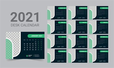 Premium Vector Desk Calendar 2021 Template