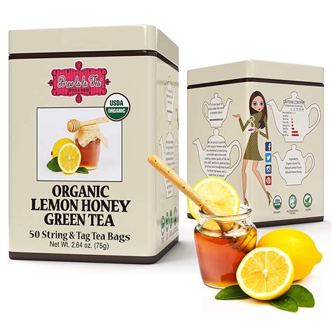 1 Pack Brew La La Organic Green Tea Lemon Honey Flavor 50 Tea Bag