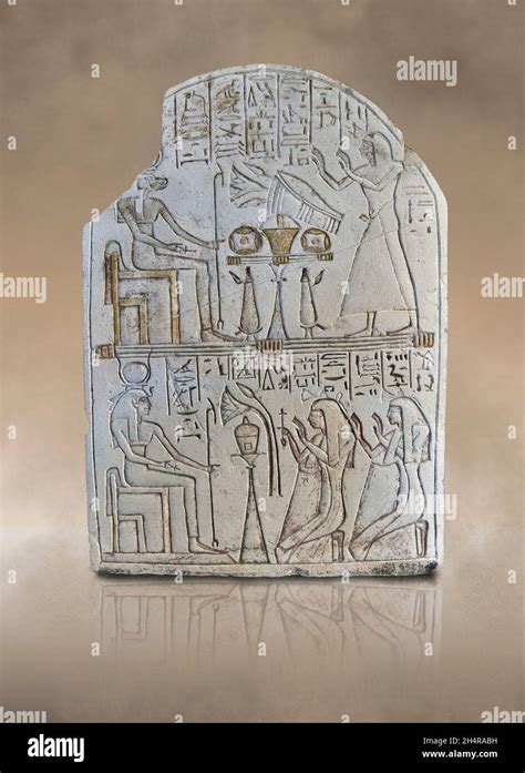 Ancient Egyptian Stele Of Penboui Guardian Of Deir El Mdina Worshiping Taweret The Louvre
