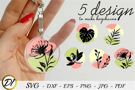Floral Keyring SVG Flower Keychain Svg Round Patterns Svg | Etsy