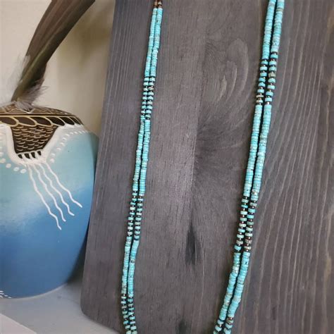 Genuine Turquoise Heishi Necklace Strand Southwestern Etsy