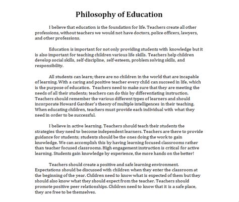 Philosophy Of Education Ms Bonannos Teaching Portfolio