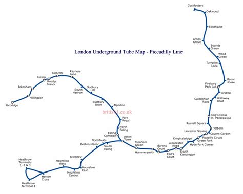 London Underground Tube Map Piccadilly Line Map
